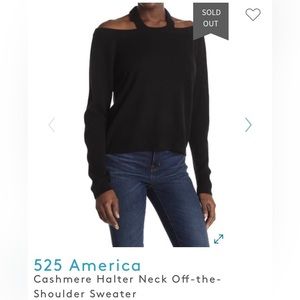 NWT 525 America Halter neck off shoulder cashmere sweater